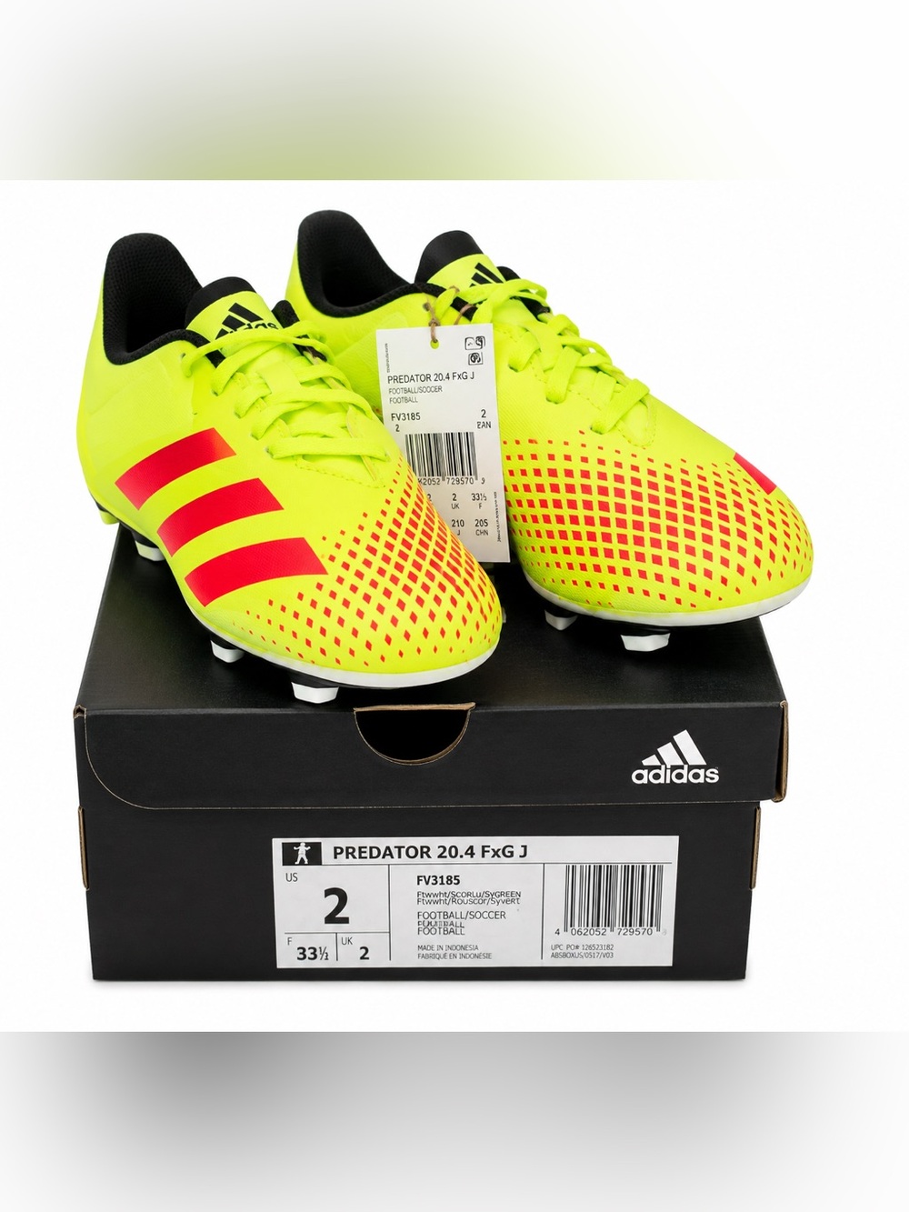 adidas Kids Neon Yellow and Red Soccer Cleats